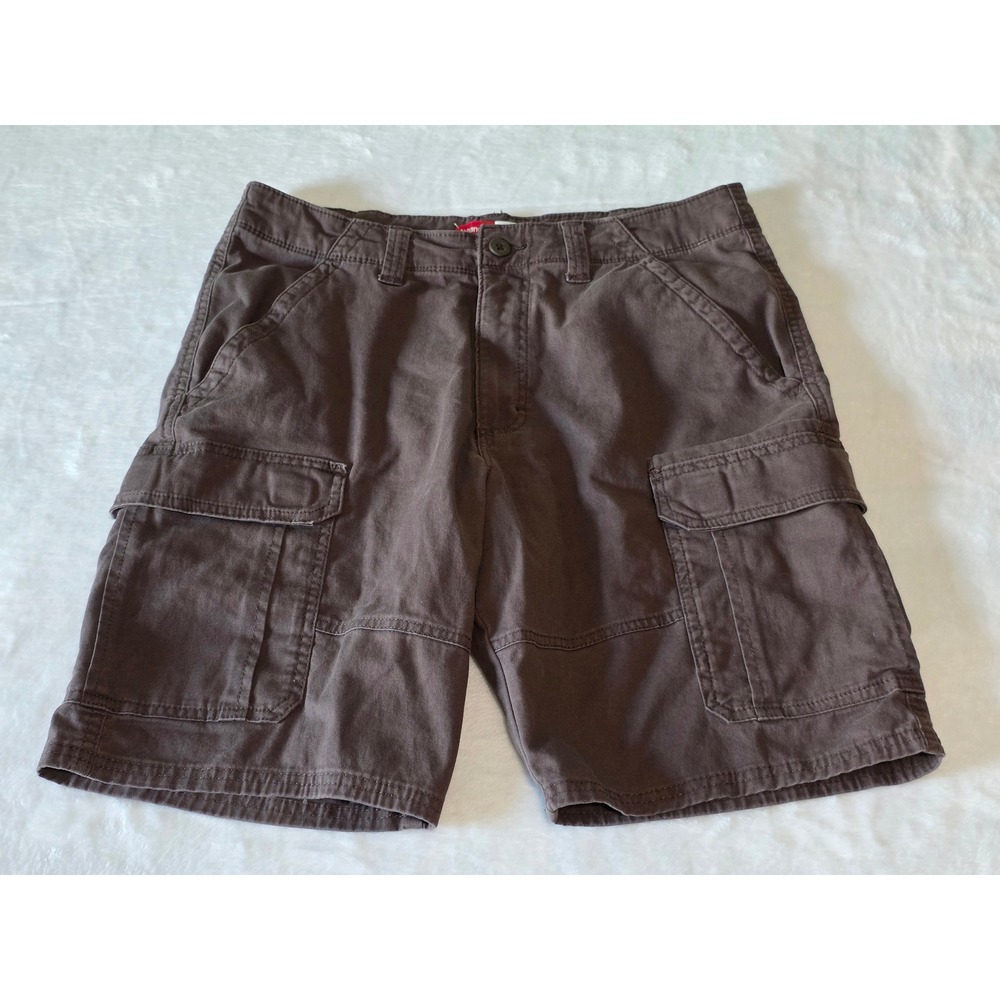 Wrangler Authentics Mens Relaxed Fit Cargo Shorts Brown Size 32 Stretch Cotton